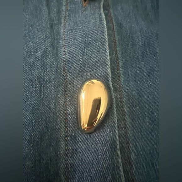 Selen Exotic Button Down – Denim Shirt with Statement Gem Buttons - Picture 7 of 11